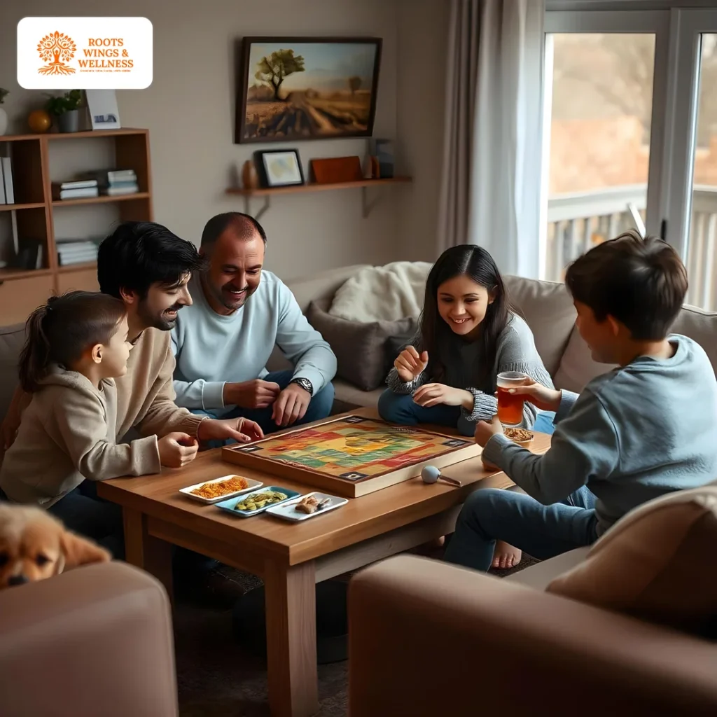 Family bonding without screens through board games.