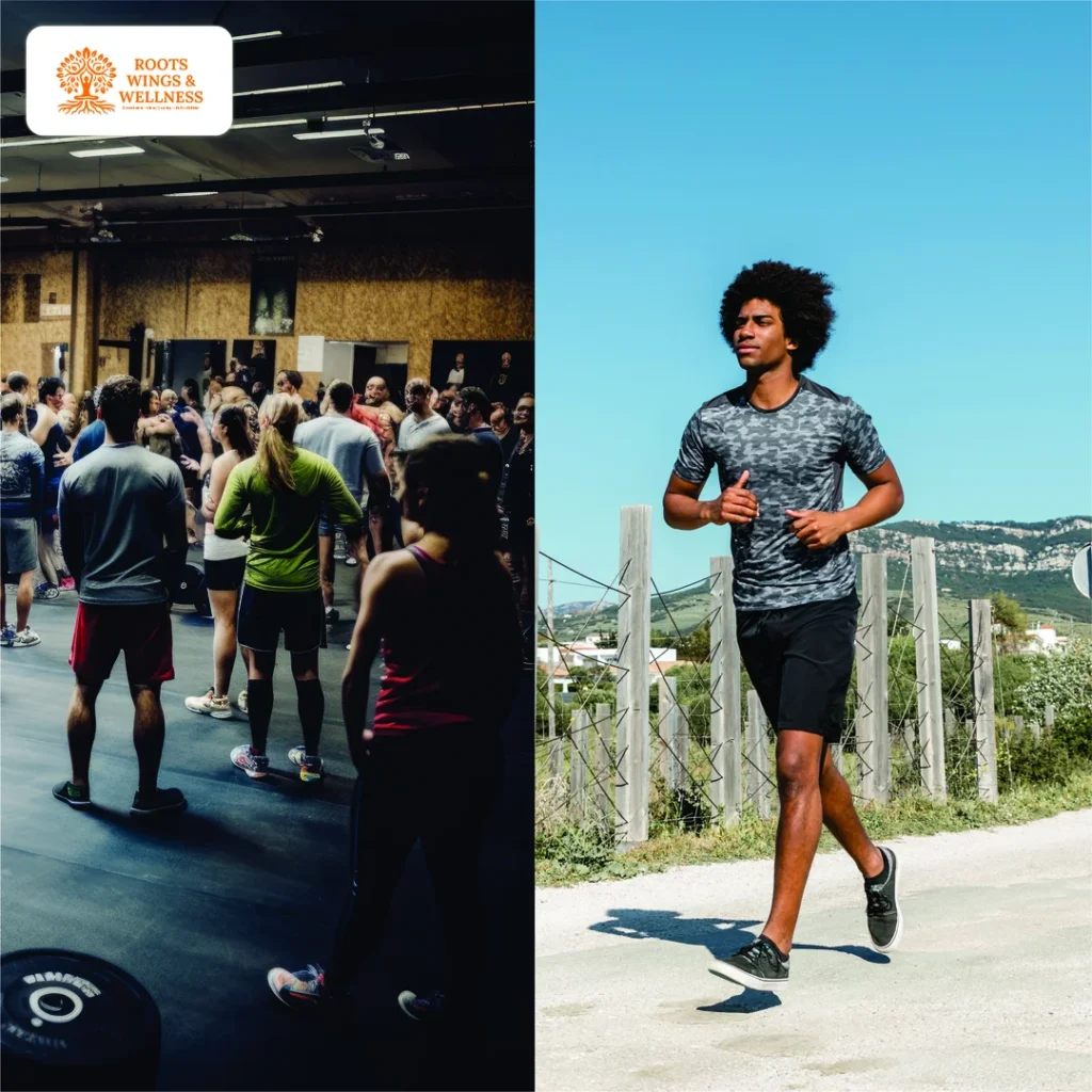 Traditional gyms vs. eco-friendly outdoor workouts for sustainability.