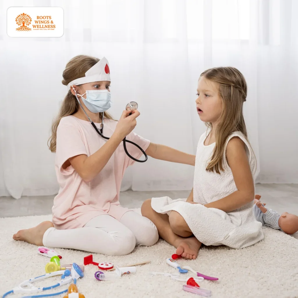 10 Best Play Activities for Child Brain Development 5 Children role-playing as doctors for social and emotional growth.