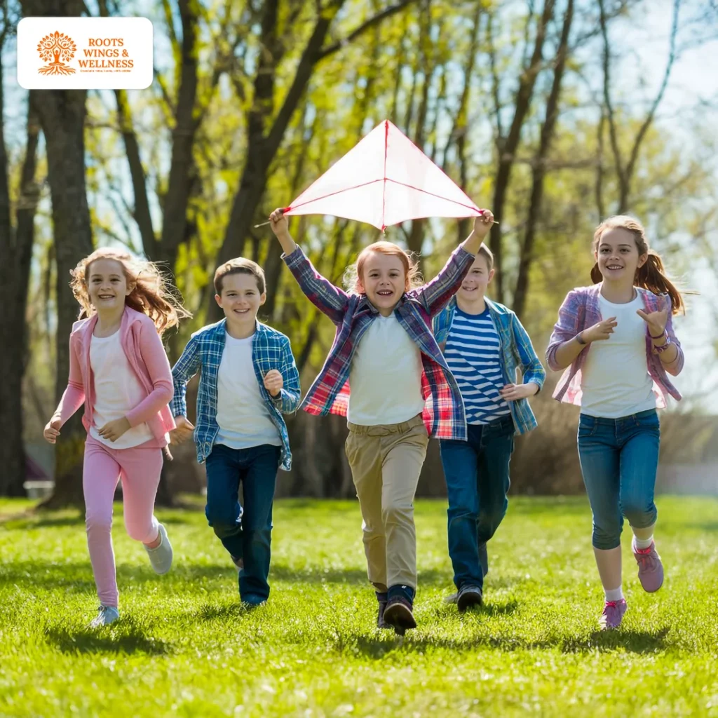 10 Best Play Activities for Child Brain Development 6 Children playing outdoors for physical and cognitive development.