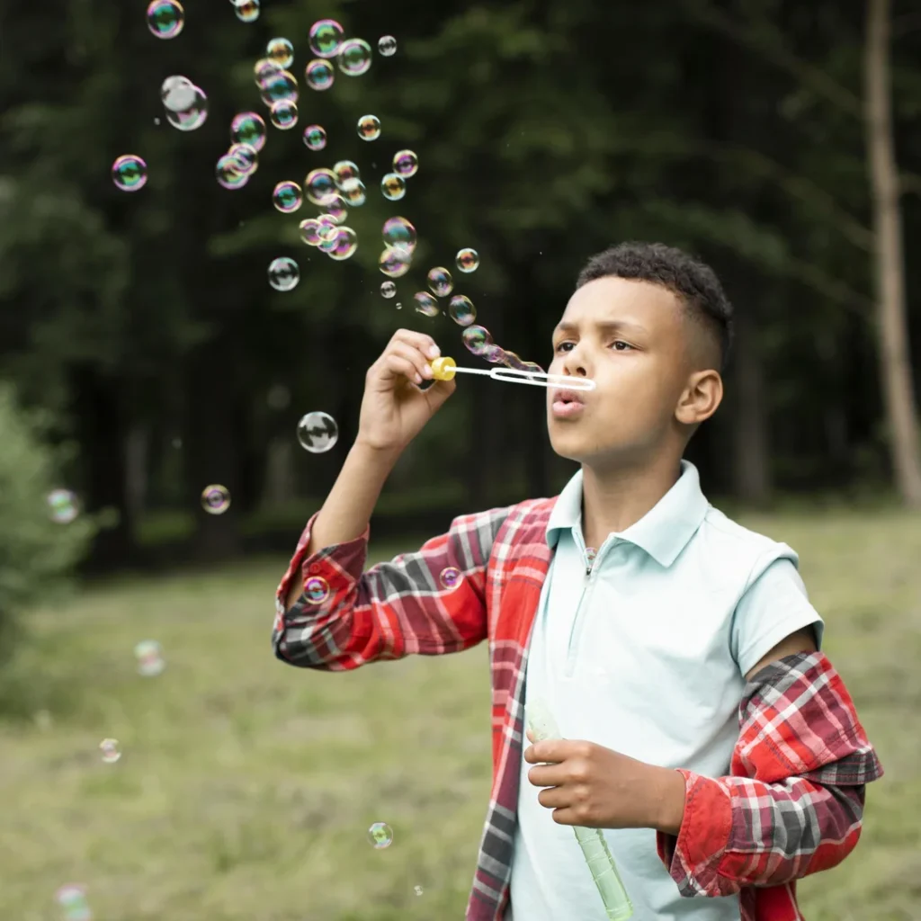 10 Best Mindfulness Activities for Kids: Fun & Easy Ways to Teach Calm 10 Bubble breathing exercise for stress relief in kids.