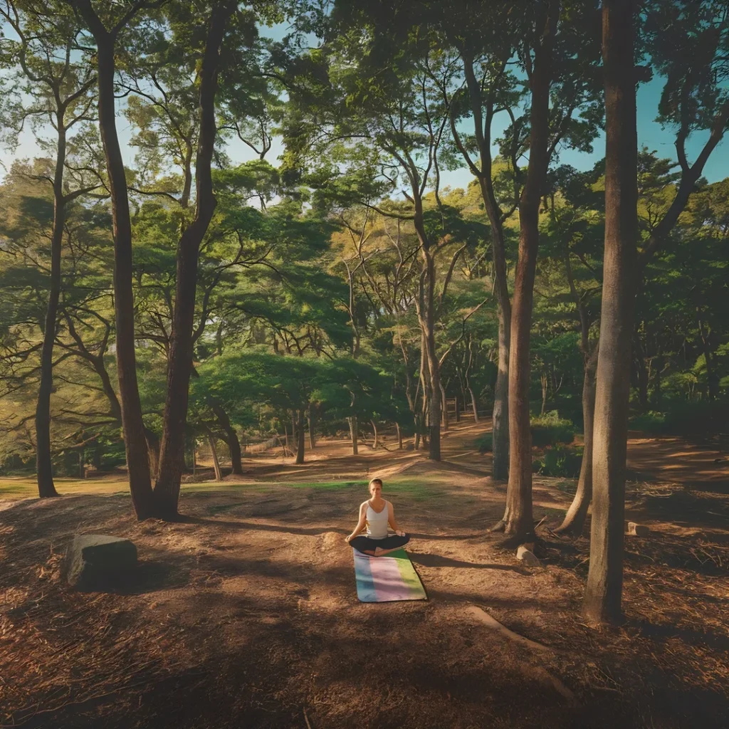 Best Breathing Techniques for Anxiety Relief 8 Peaceful outdoor scene of a person practicing breathing exercises under a tree, embracing wellness through breathwork.
