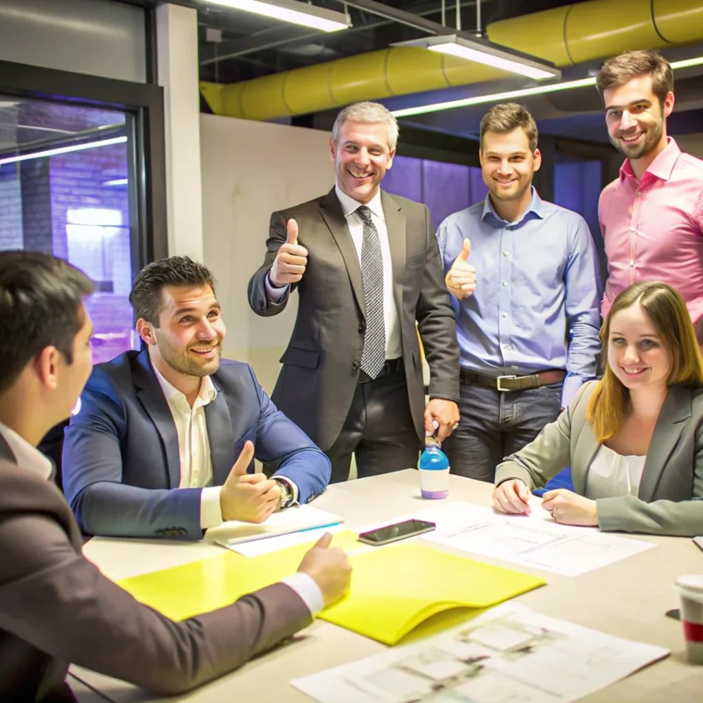 Confident leader excelling in a work environment.