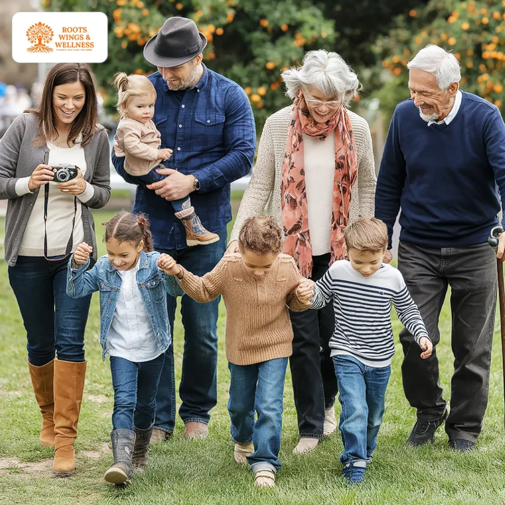 Healthy family interaction after setting boundaries.