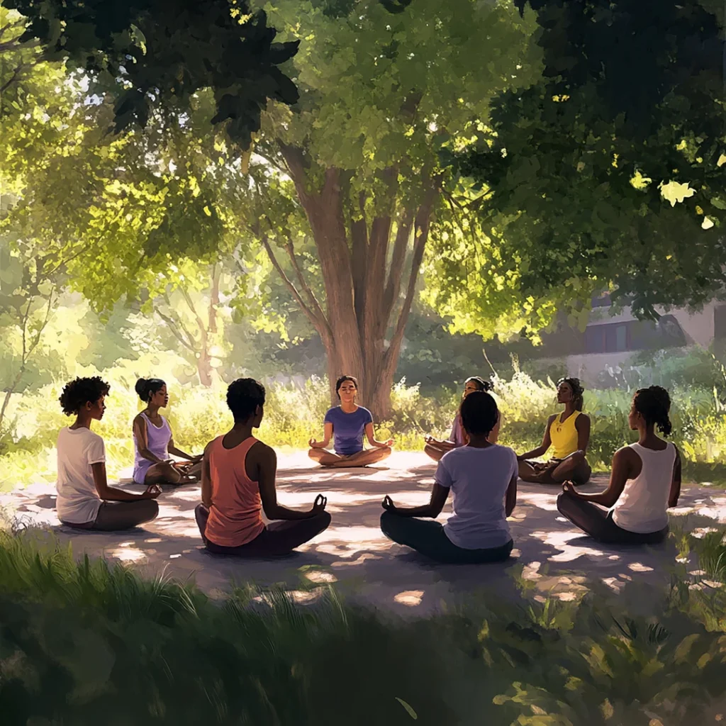 How Modern Lifestyle Affects Mental Health: Understanding the Hidden Toll & Finding Balance 9 Diverse people meditating outdoors with devices silenced, emphasizing mental health protection.
Modern lifestyle affect mental health, how modern life affects mental health, can technology impact mental health, stress from modern living and the brain, mental health protection in the digital age, digital burnout